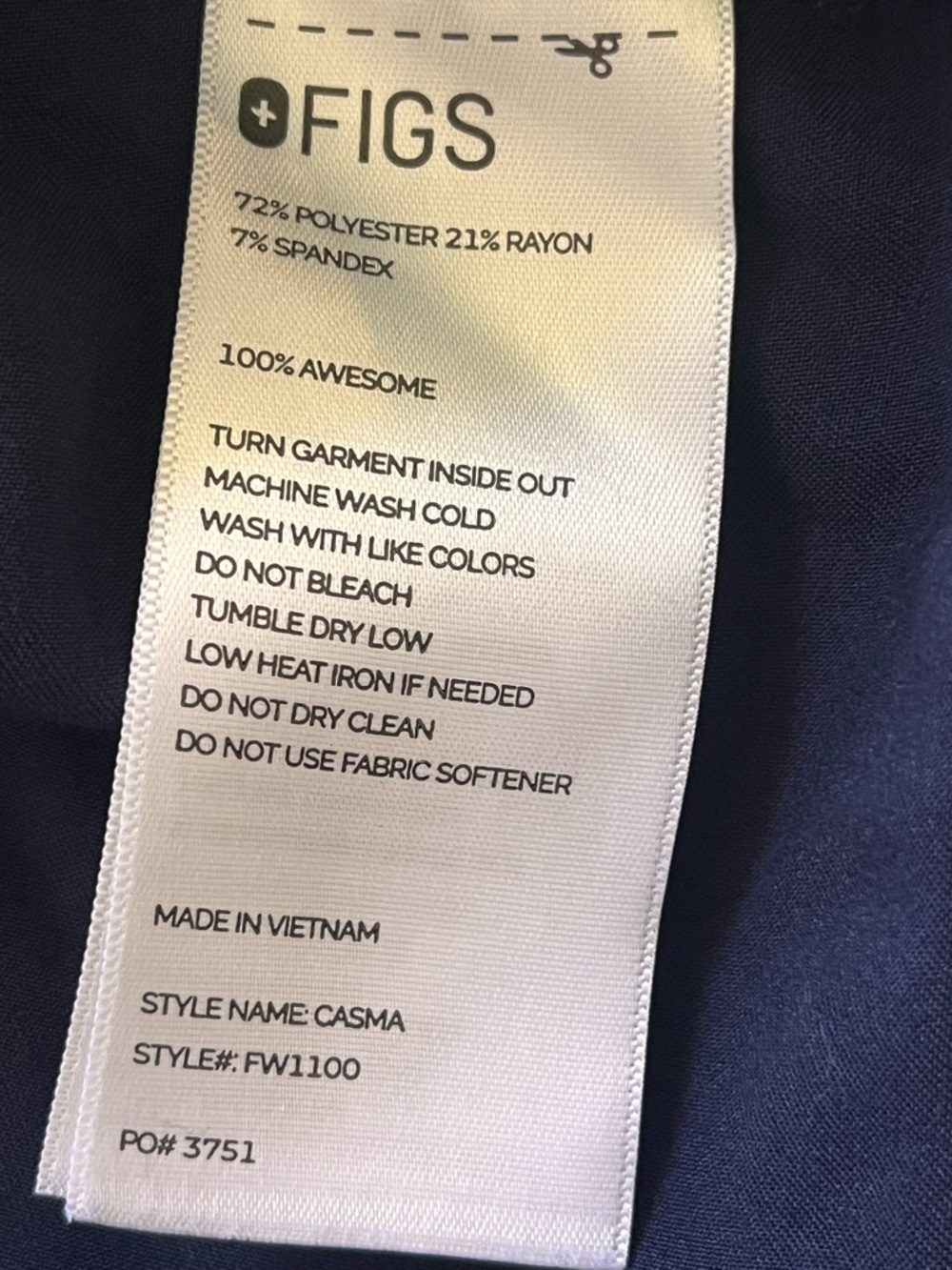 FIGS Scrubs Women’s Casma Top Size Large Livingston Pants Size Large Petite Navy - Picture 6 of 16